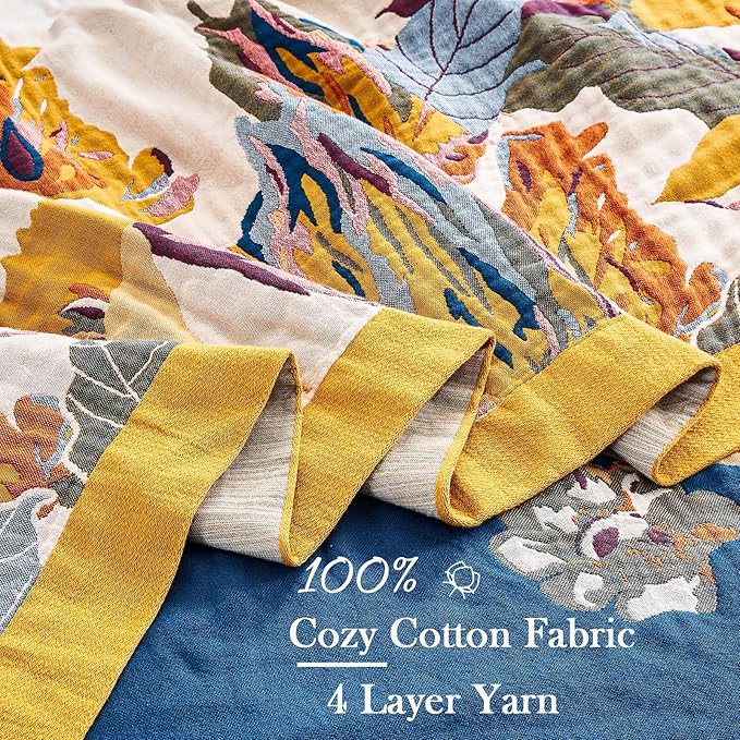 Boho Throw Blanket, 100% Cotton Ultra Soft Luxury Throw Rustic Quilt, All - Image 5