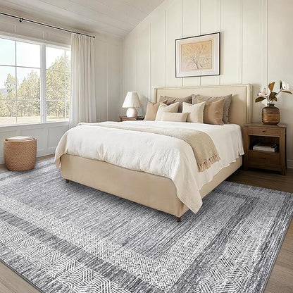 GarveeHome 8x10 Large Washable Area Rug Modern Bordered Rug Distressed - Image 7