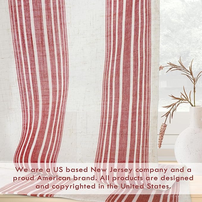 DriftAway Farmhouse Vertical Striped Linen Blend Textured Light Filtering Semi - Image 5