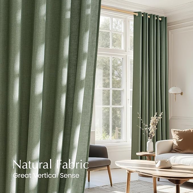 NICETOWN Forest Green Linen Curtains - Image 5