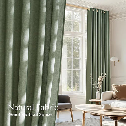 NICETOWN Forest Green Linen Curtains - Image 5