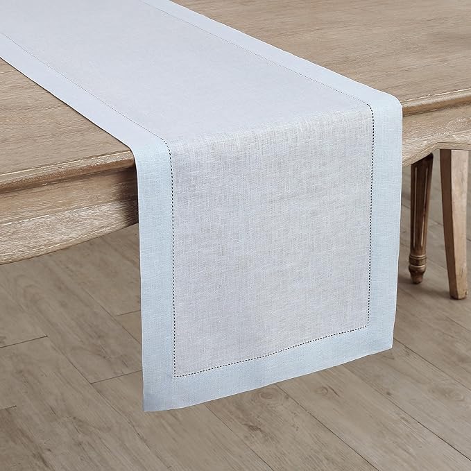 Solino Home Linen Light Blue Table Runner 90 Inches Long - Image 2