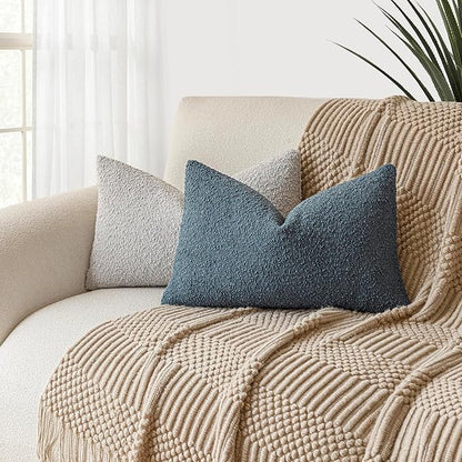 Foindtower Pack of 2 Modern Textured Boucle Throw Pillow Covers Accent Solid - Image 5