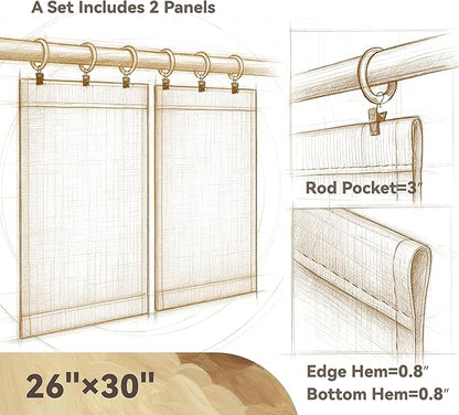 AIRLAKE Linen Blend Tier Curtains, 26 x 30 inches, Boho Farmhouse Rustic Style - Image 3