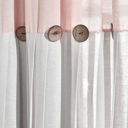 Lush Decor Linen Button Window Curtain Panel, Blush & Off White - Image 3