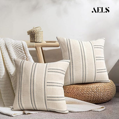 AELS 24x24 Decorative Farmhouse Linen Throw Pillow Covers, Boho Textured Pillow - Image 5