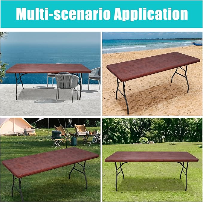 Smiry Rectangle Picnic Tablecloth, Waterproof Elastic Fitted Table Covers - Image 7
