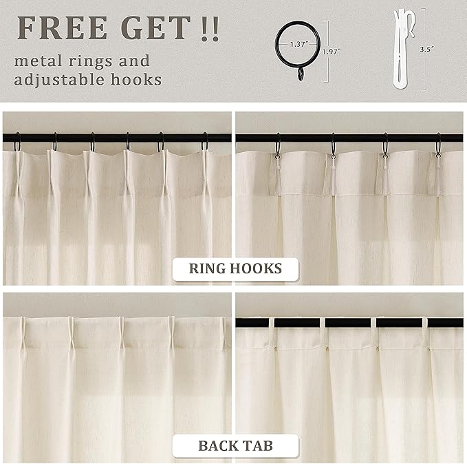 Sand Beige Linen 102 Inch Curtains 72 Inch Wide - Image 4