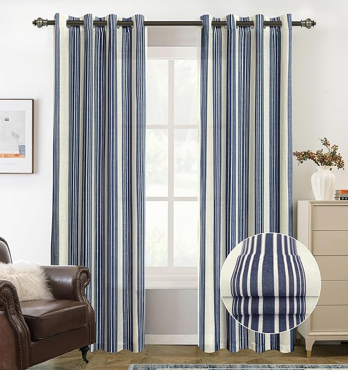 DriftAway Farmhouse Vertical Striped Linen Blend Textured Light Filtering Semi by DriftAway