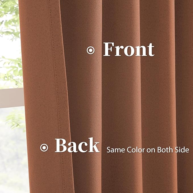 KEQIAOSUOCAI Terracotta Boho Linen Blackout Curtains 63 Inch Length - Image 4