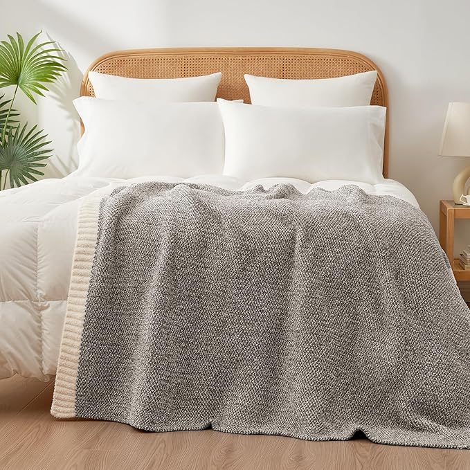 Snuggle Sac Grey Throw, Super Soft Warm Oversized Fuzzy Plush Blanket, Dark Grey - Image 7
