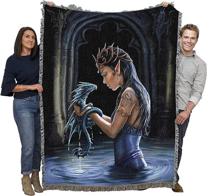 Pure Country Weavers Water Dragon Woven Blanket by Anne Stokes by PureCountryWeavers