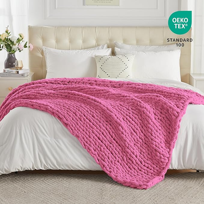 Carriediosa Chunky Knit Throw Blanket 60" X 80" Twin, 100% Hand Made Large - Image 4