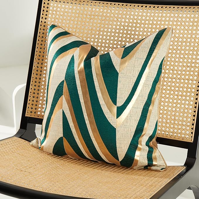 THE-TINOART Emerald Green Decorative Pillow Covers 22x22 Luxury Jacquard Couch - Image 4
