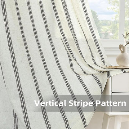 DriftAway Farmhouse Vertical Striped Linen Blend Textured Light Filtering Semi - Image 6