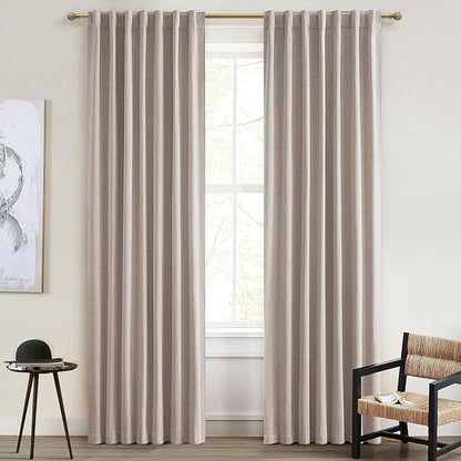 Flax Linen Curtains for Living Room 2 Panels Set, 8-3/4 ft Long Thick Burlap - Image 8