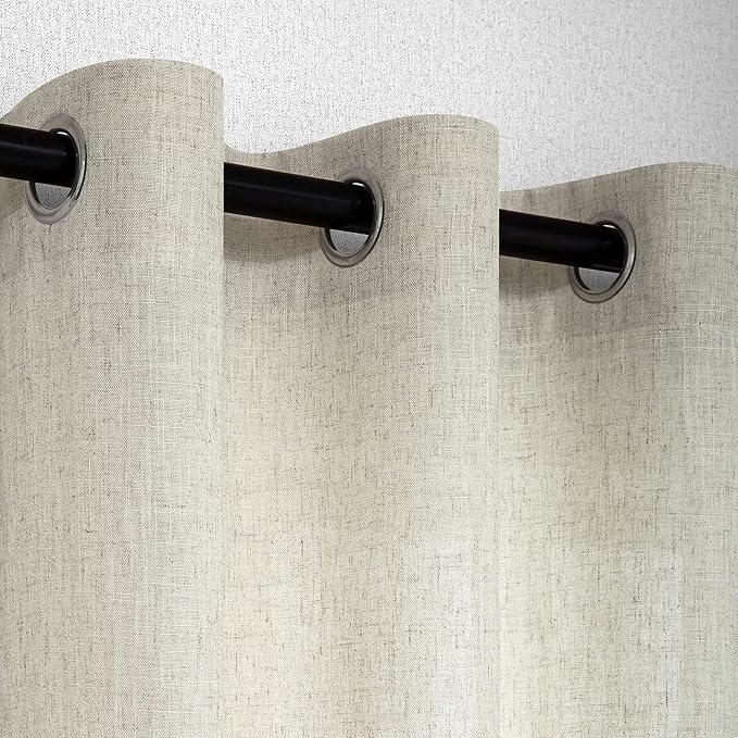 Linen Curtains & Drapes for Living Room 84 Inch Length 2 Panels Set Natural - Image 6