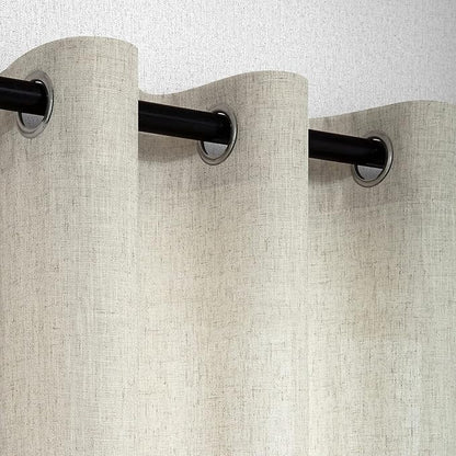 Linen Curtains & Drapes for Living Room 84 Inch Length 2 Panels Set Natural - Image 6