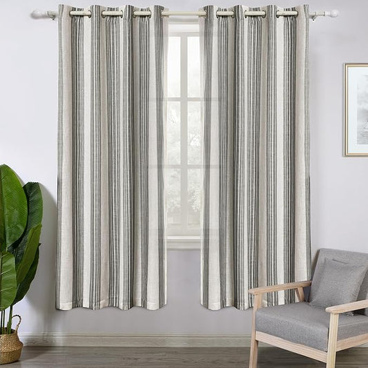 DriftAway Farmhouse Vertical Striped Linen Blend Textured Light Filtering Semi by DriftAway