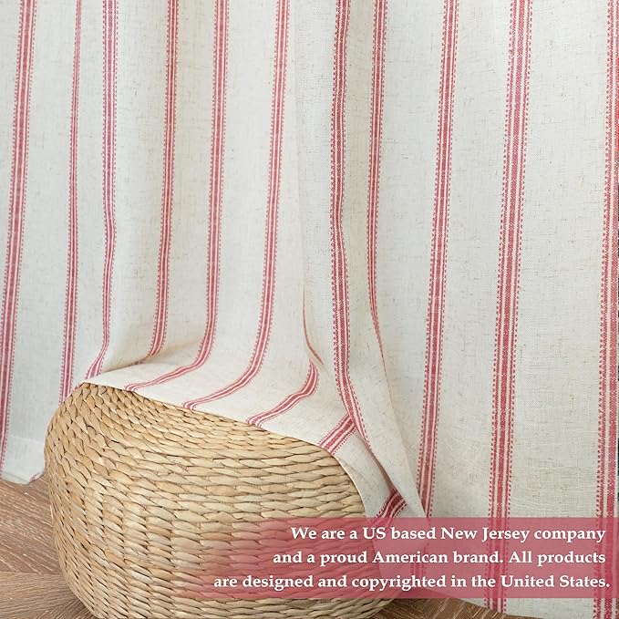 DriftAway Farmhouse Vertical Striped Linen Blend Textured Light Filtering Semi - Image 7