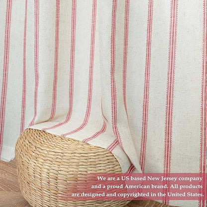 DriftAway Farmhouse Vertical Striped Linen Blend Textured Light Filtering Semi - Image 7