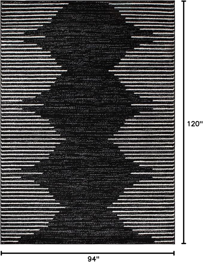 Rugshop Bohemian Stripe Stain Resistant Carpet High Traffic Living Room Kitchen - Image 2