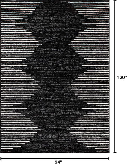 Rugshop Bohemian Stripe Stain Resistant Carpet High Traffic Living Room Kitchen - Image 2
