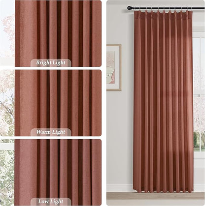 Canyon Rose Pinch Pleated Linen Curtains 63 Inch Length 2 Panels - Image 4