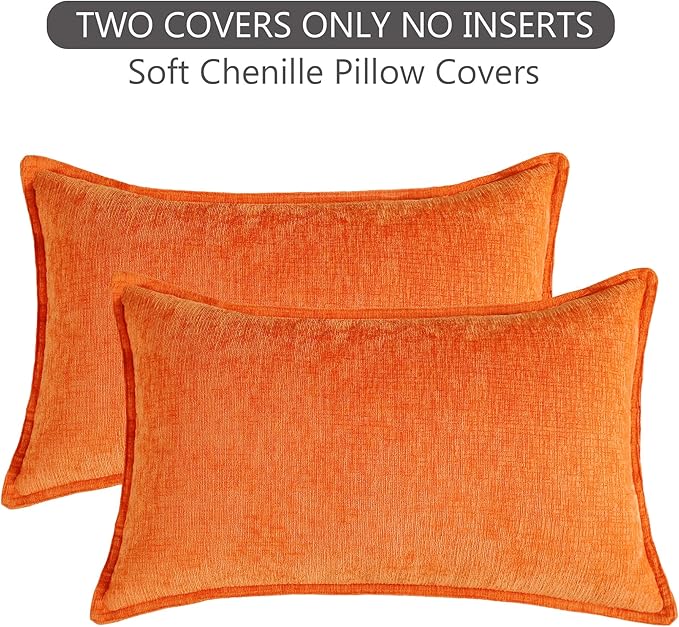 Stellhome Lumbar Chenille Throw Pillow Covers Set of 2 Super Soft Textured - Image 7