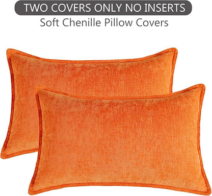 Stellhome Lumbar Chenille Throw Pillow Covers Set of 2 Super Soft Textured - Image 7