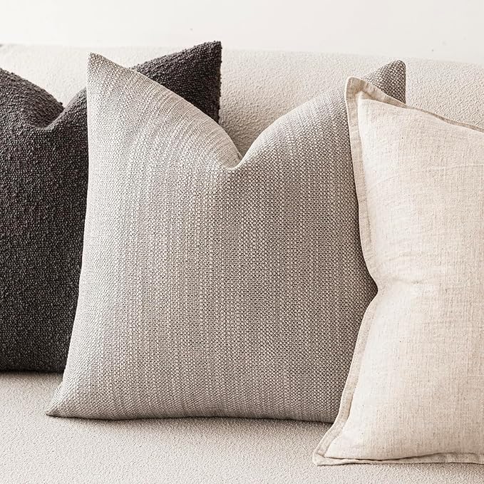 Foindtower Set of 2 Decorative Textured Burlap Linen Throw Pillow Covers - Image 4