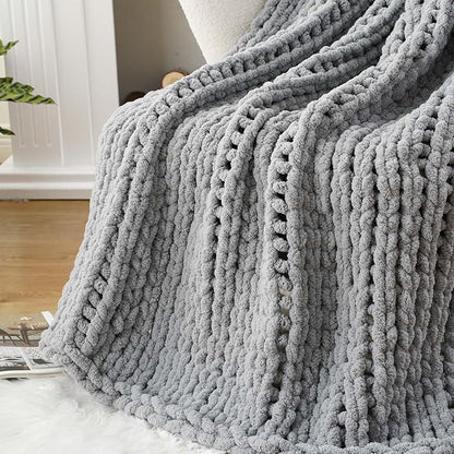 Battilo Chunky Knit Throw Blanket, Soft and Thick Chenille Throw Blanket - Image 7