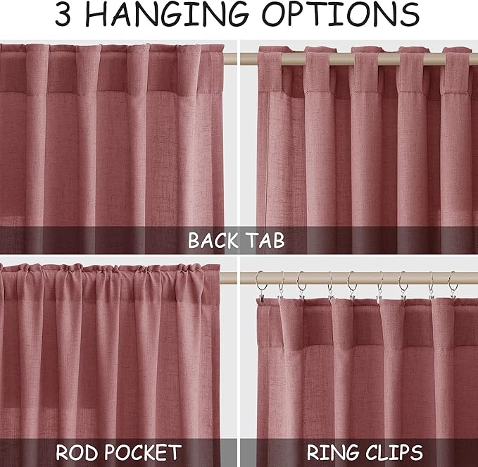 Extra Long Canyon Rose Linen Curtains 120 Inch - Image 2