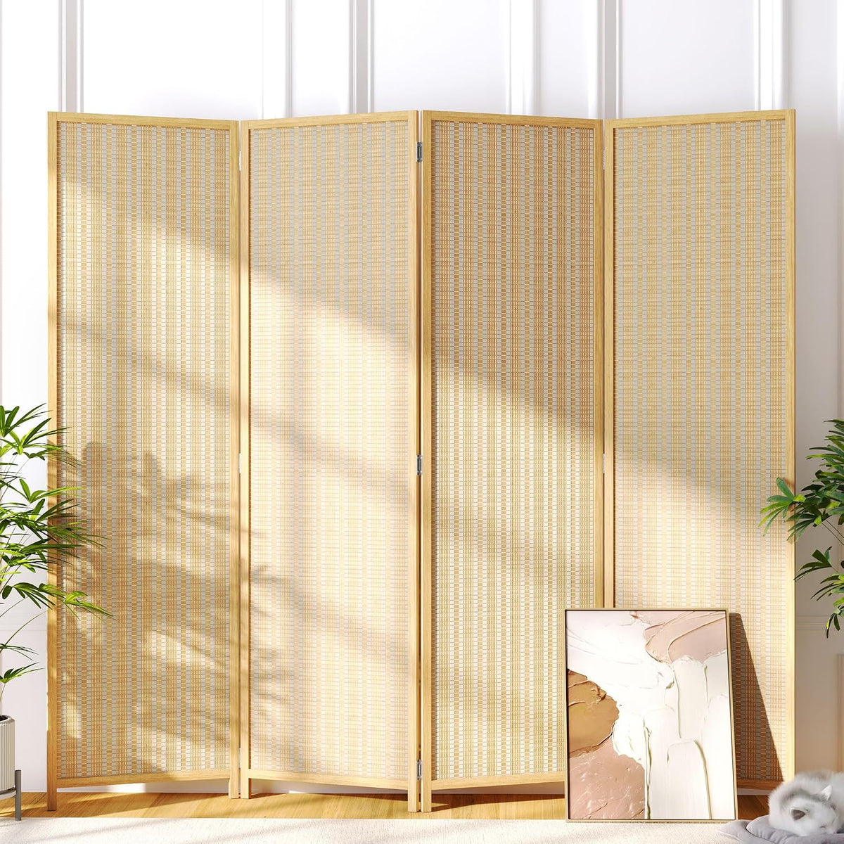 jostyle room divider 4 panel folding privacy screen, main product view