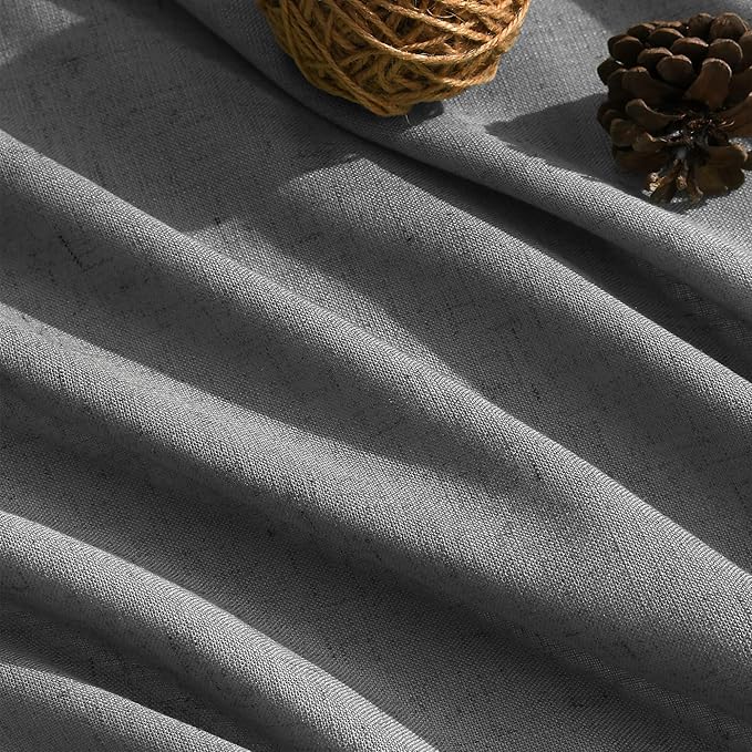 Extra Long Cutain Blazer Grey Morden Linen Blend Light Filtering Back Tab - Image 5