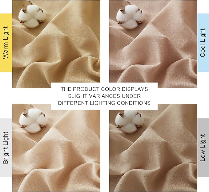 NICETOWN Camel Linen Window Curtains 84 inches Long, Grommet Thick Flax - Image 8
