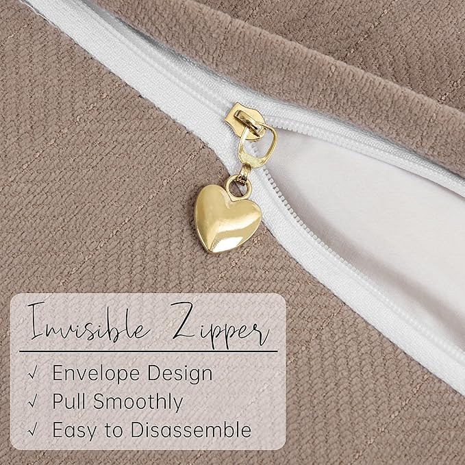 ZWJD Khaki Pillow Covers 16x16 Set of 2 Chenille Throw Pillow Covers - Image 7
