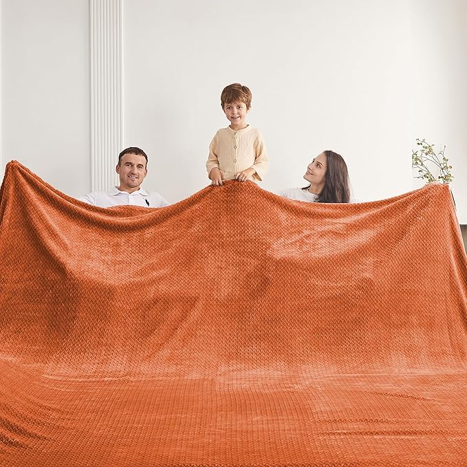Oversized King Fleece Blanket 120x120 Inches, Seamless Soft Cozy 3D Jacquard - Image 2