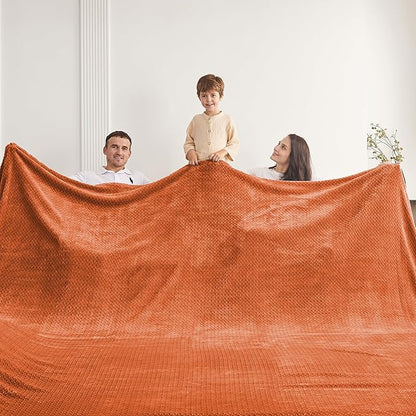 Oversized King Fleece Blanket 120x120 Inches, Seamless Soft Cozy 3D Jacquard - Image 2