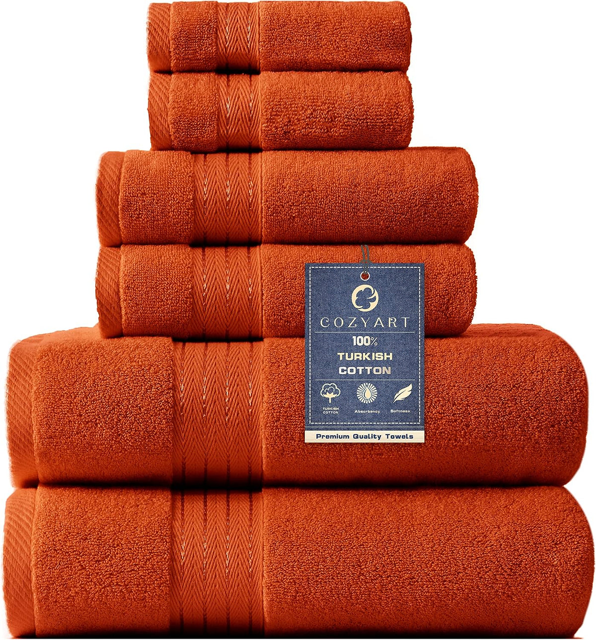 cozyart luxury bath towel set 6 pcs, burnt shown in use