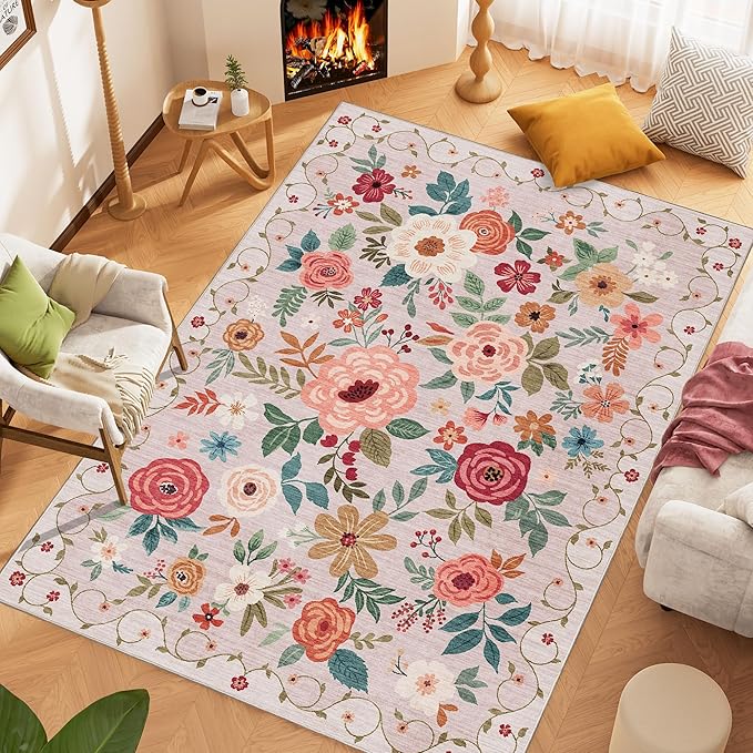 DUKINO 5x7 Area Rug, Floral Rugs - Image 2