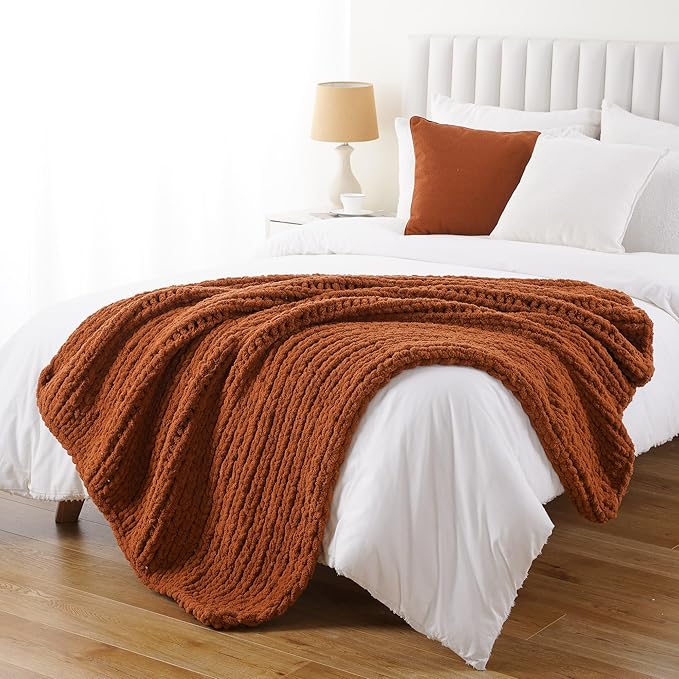 Battilo Fall Chunky Knit Throw Blanket, Soft and Thick Chenille Throw Blanket - Image 5
