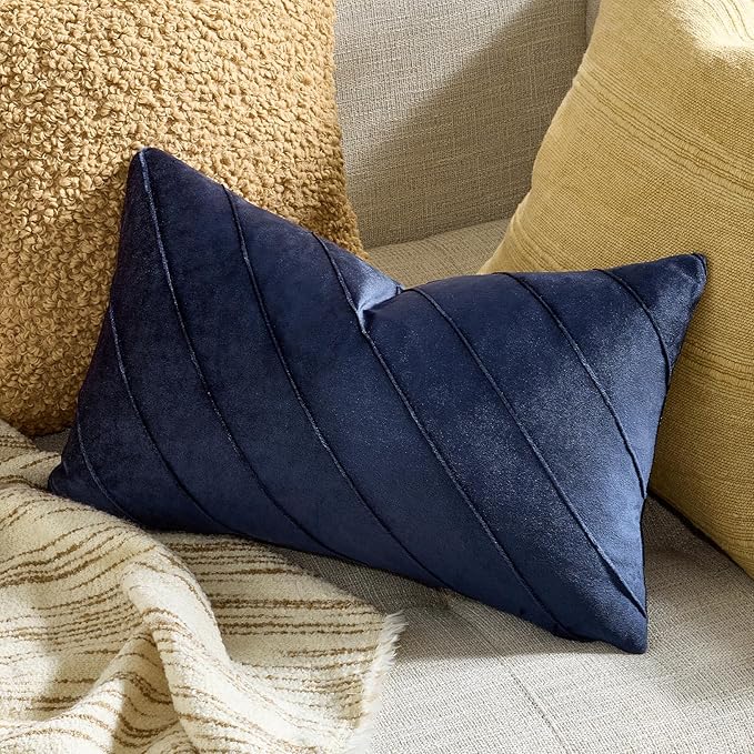 GIGIZAZA Navy Velvet Pillow Covers 12x20 - Image 2