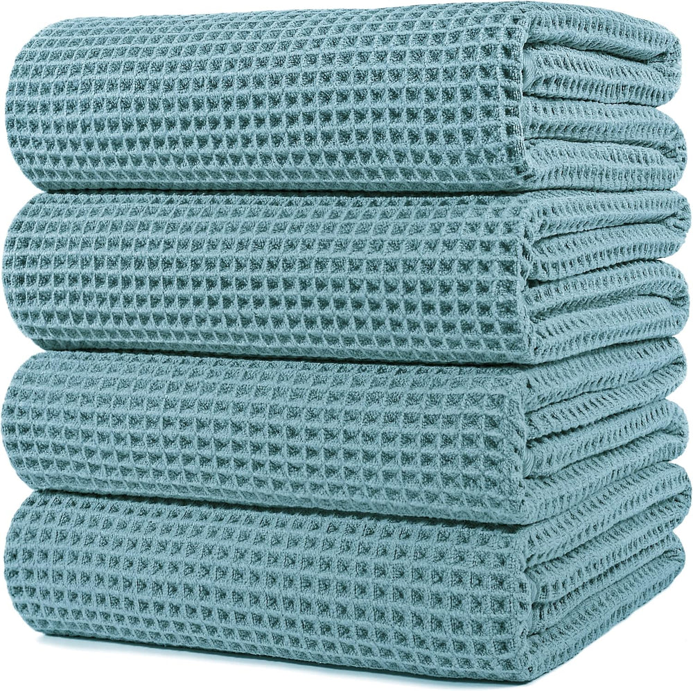 POLYTE 430 GSM Poly Blend Microfiber Quick Dry Waffle Bath Towel, 30x60 in