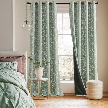 limon home black out curtains 63 inch long,sage, front angle view