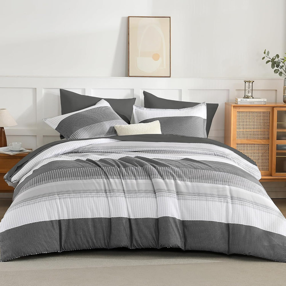 Andency Queen Comforter Set, Dark Grey, 7 Pieces