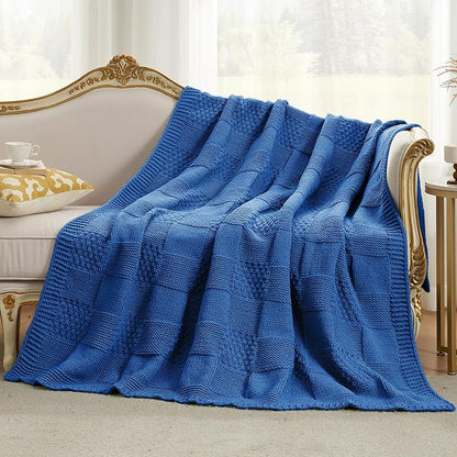 Amélie Home Checkered Chenille Knit Throw Blanket - Image 7