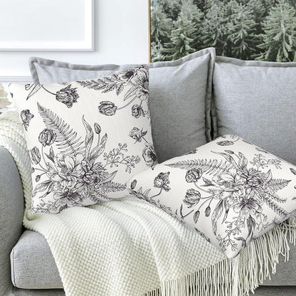 Throw Pillow Covers French Grey Botanical Pillow Covers 20x20 Inch Set of 2 - Image 5
