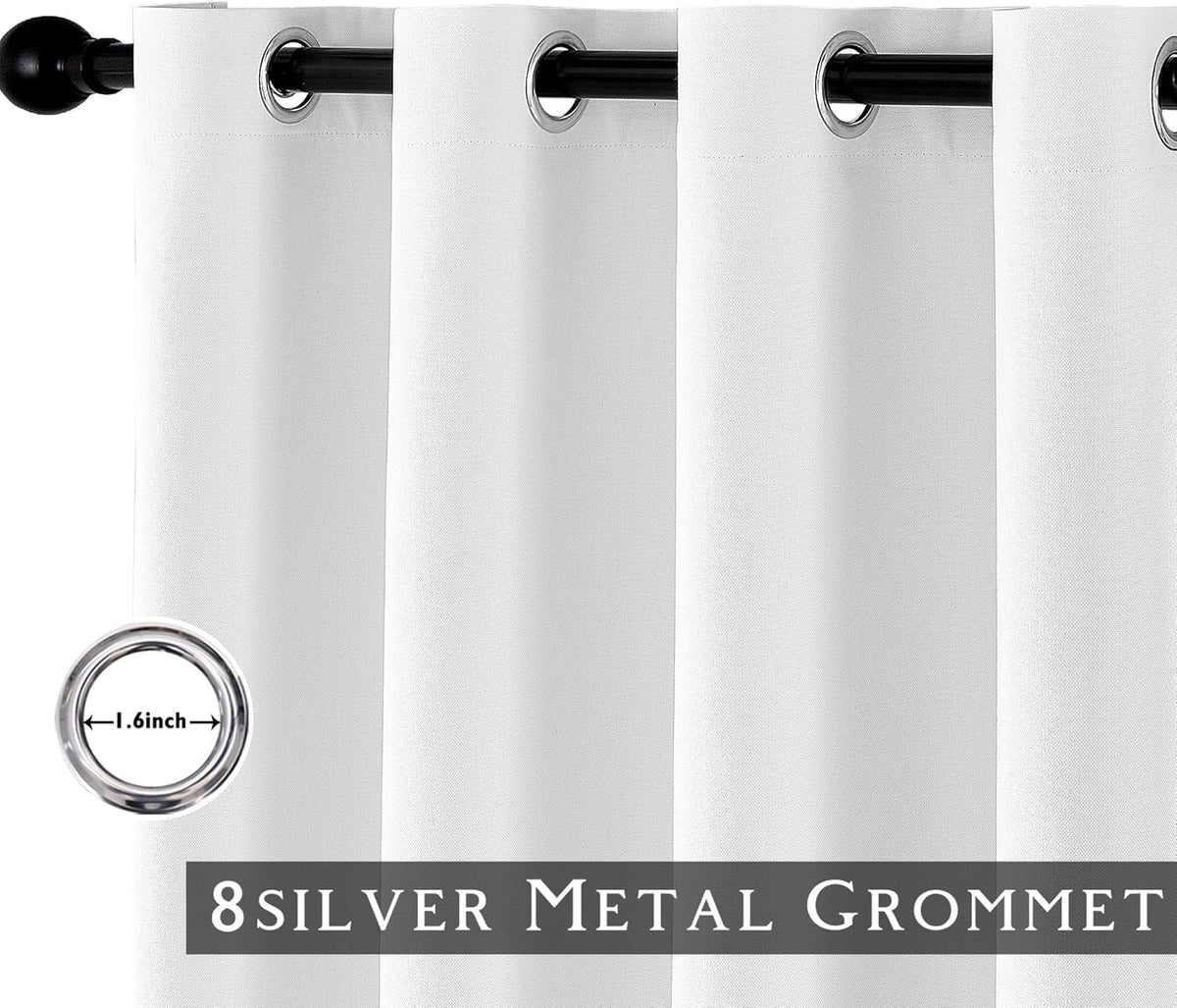 chrisdowa white blackout curtains 63 inches long 2, close-up detail