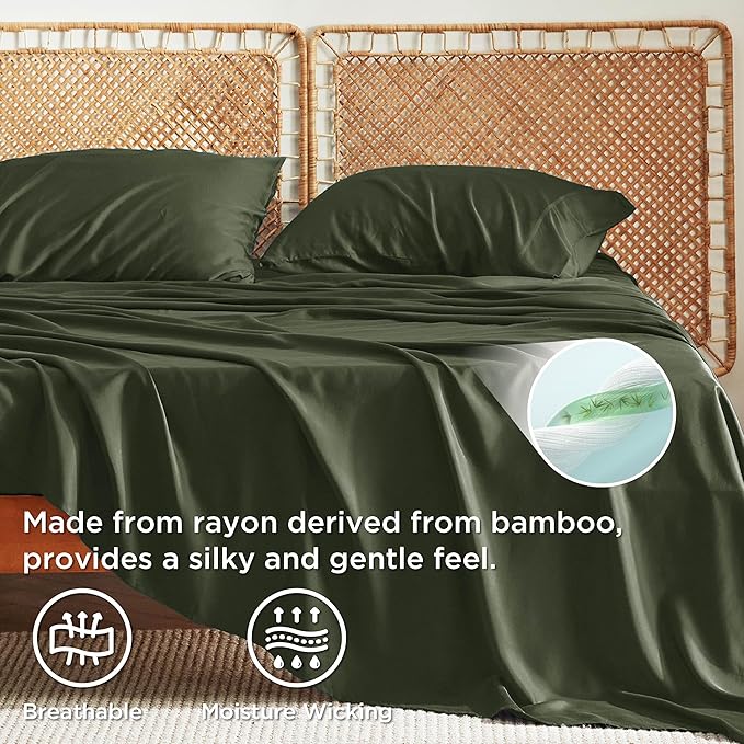 Bedsure Full Size Bed Sheets, Cooling Sheets, Rayon Derived from Bamboo - Image 3